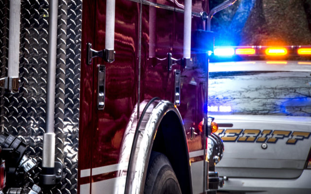 Fire Engine and Sheriffs Car at Emergency Scene. Photo by Alpha Media USA Portland OR