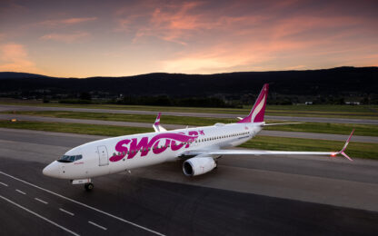 Photo of a Swoop Airlines Jet from Swoop Airlines and Palm Springs International Airport.