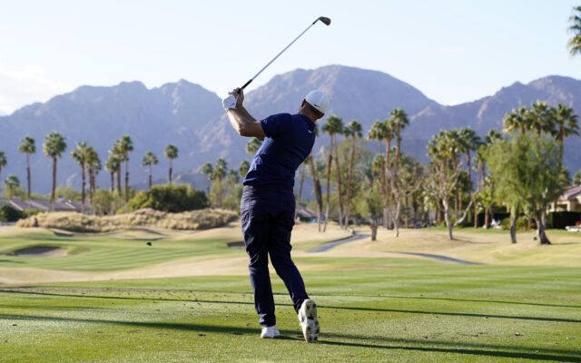 Alex Noren hits from the 17th tee during the first round of The American Express golf tournament on the Nicklaus Tournament Course at PGA West, Thursday, Jan. 21, 2021, in La Quinta, Calif. (AP Photo/Marcio Jose Sanchez) used locally Jan 19th 2022 @ap.images